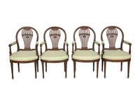 A Set of Four Louis XVI Style Mahogany "Montgolfière" Armchairs