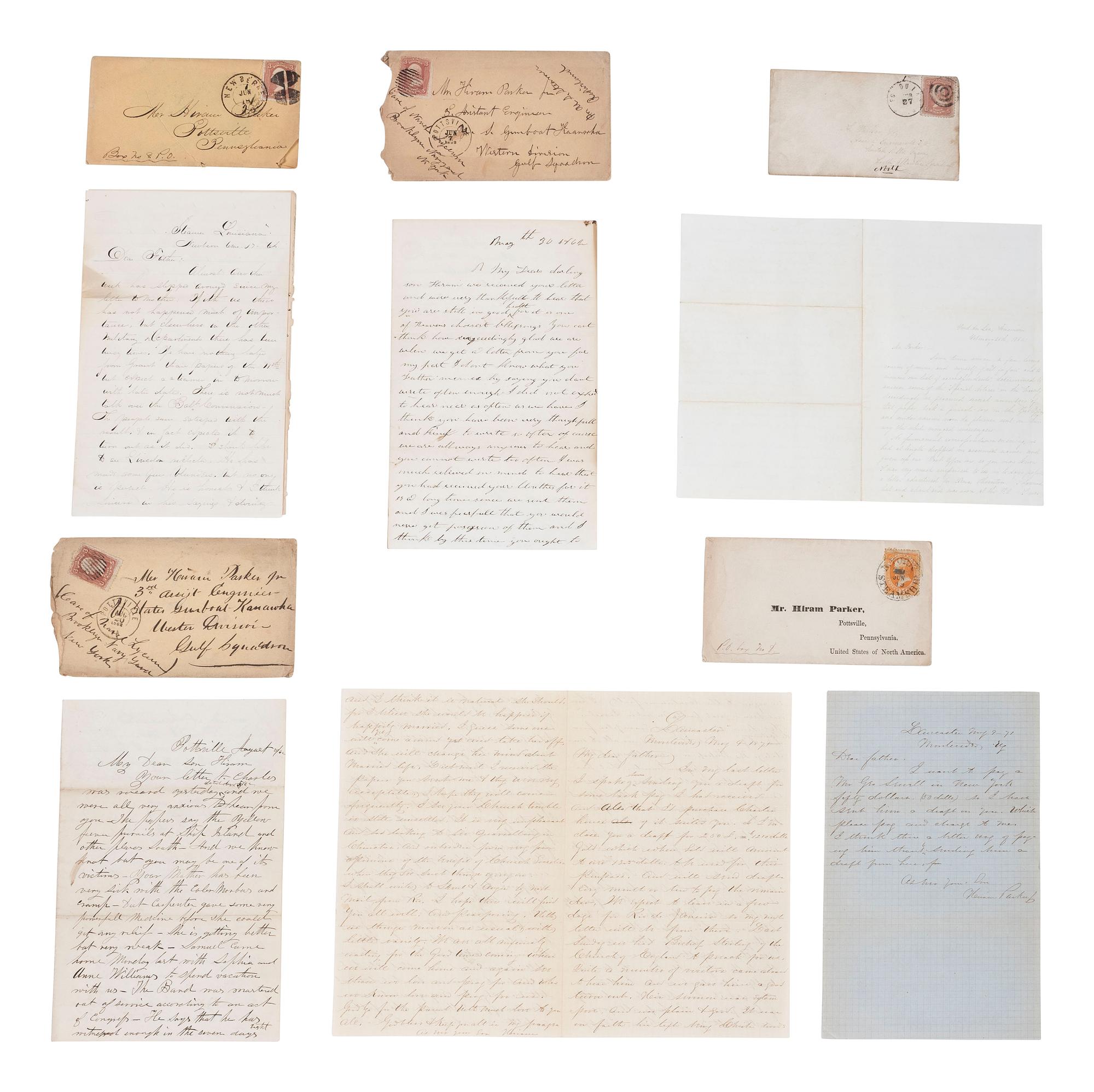 [CIVIL WAR]. Letter archive associated with naval engineer Hiram Parker, Jr. (1841-1918).