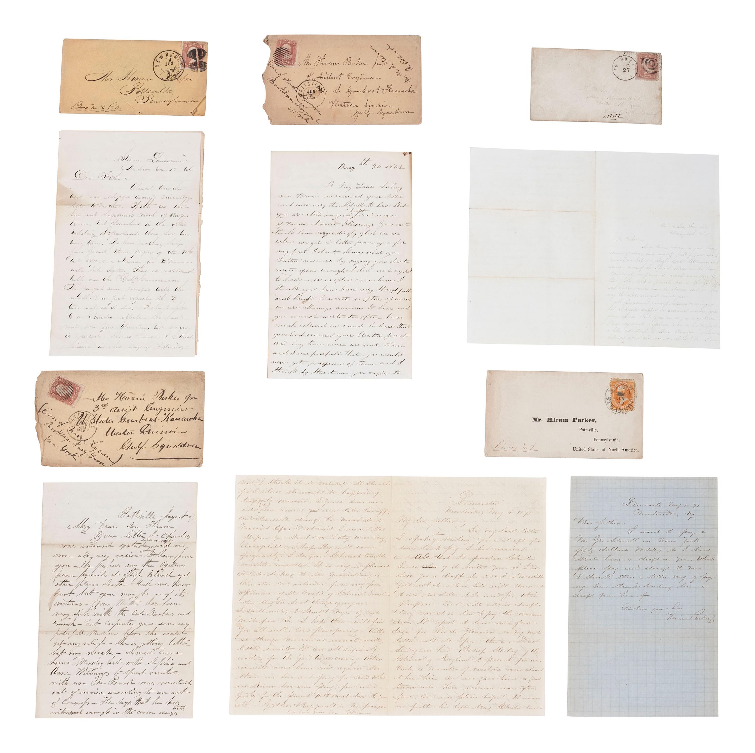 [CIVIL WAR]. Letter archive associated with naval engineer Hiram Parker, Jr. (1841-1918).