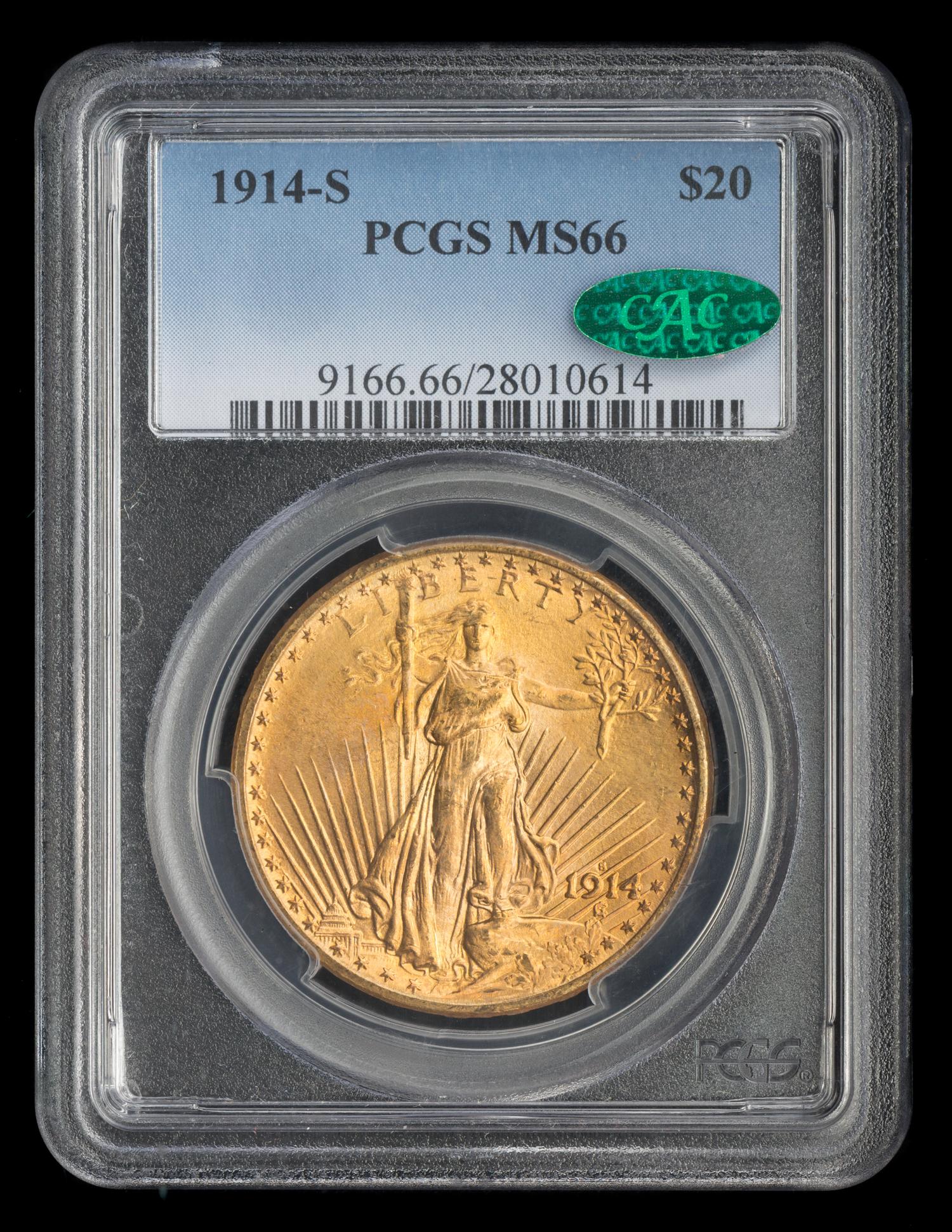 A United States 1914-S St. Gaudens $20 Gold Coin