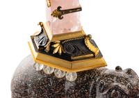 An Ormolu, Pink Quartz, Glass, Hardstone and Black Marble Hippopotamus Obelisk