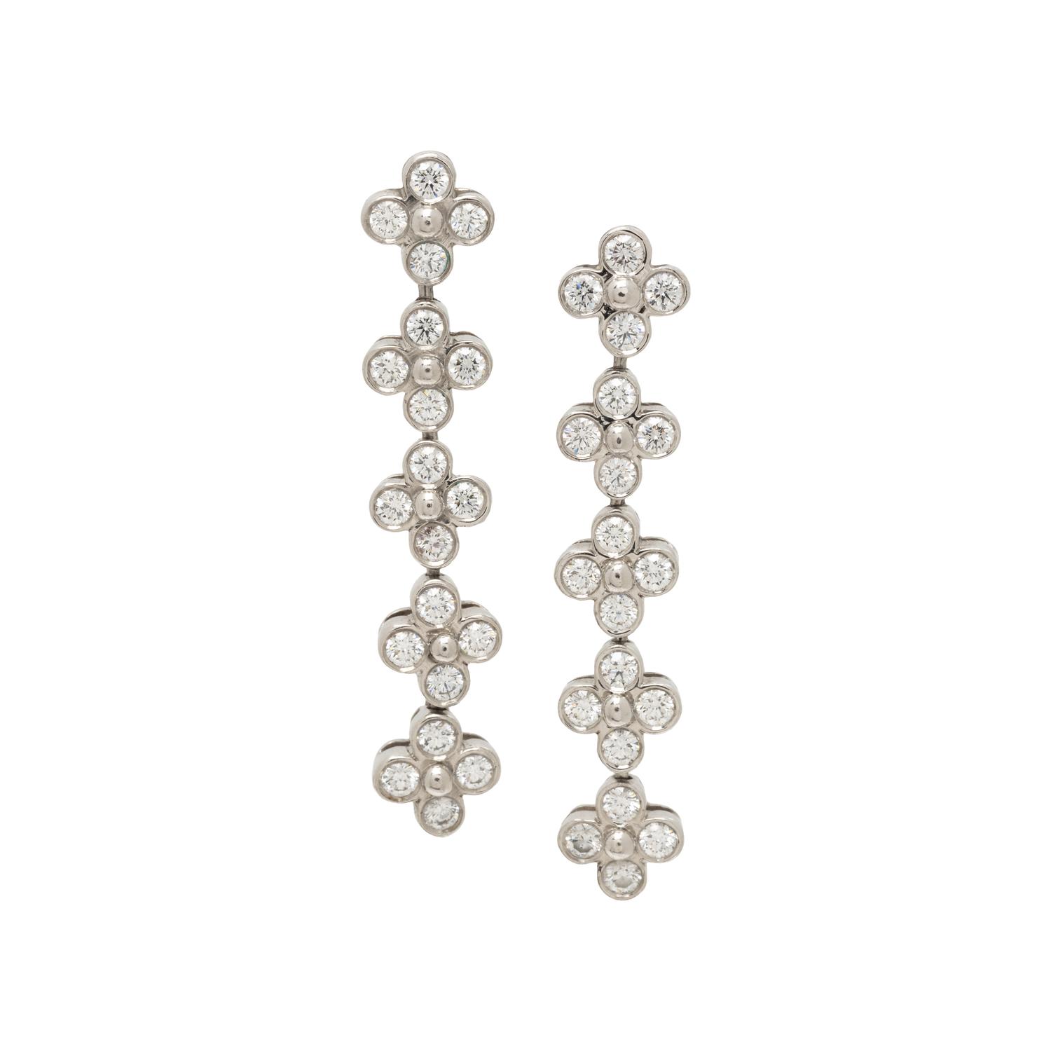TIFFANY & CO., DIAMOND AND PLATINUM 'LACE' DROP EARRINGS