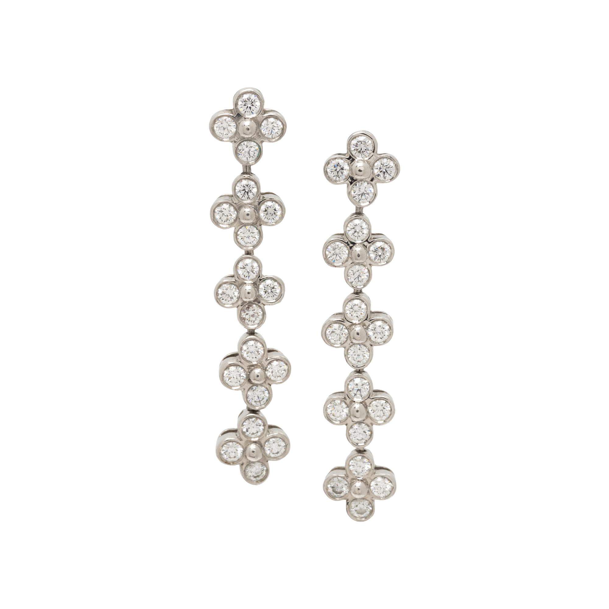 TIFFANY & CO., DIAMOND AND PLATINUM 'LACE' DROP EARRINGS