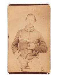[CIVIL WAR] 9 CDVs of Civil War-era subjects with boudoir card enlargement of a doubly armed soldier