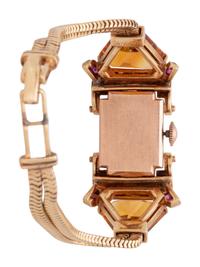 RETRO, 14K BICOLOR GOLD, CITRINE, RUBY AND DIAMOND WRISTWATCH