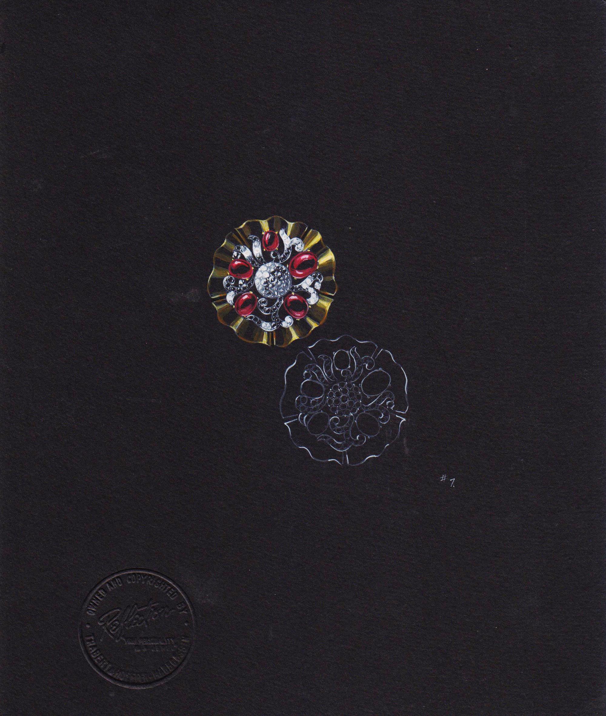 A Collection of Original Gouache on Paper Jewelry Designs by Anne Howe Geyer for Trabert & Hoeffer-Mauboussin and Others, Circa 1950's,
