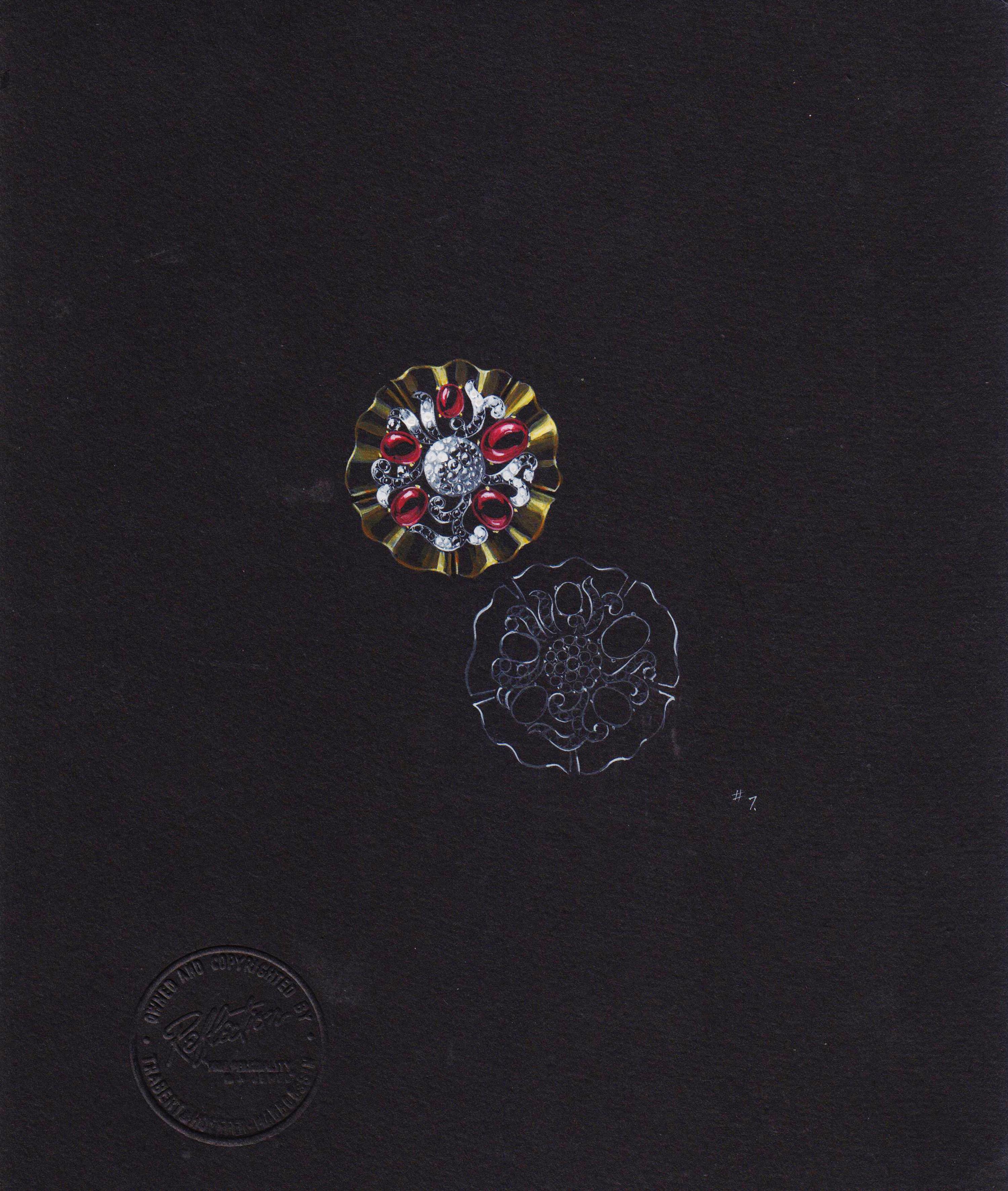 A Collection of Original Gouache on Paper Jewelry Designs by Anne Howe Geyer for Trabert & Hoeffer-Mauboussin and Others, Circa 1950's,