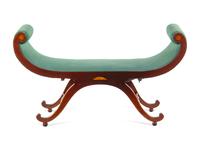 A Federal Satinwood Inlaid Mahogany Curule Window Bench