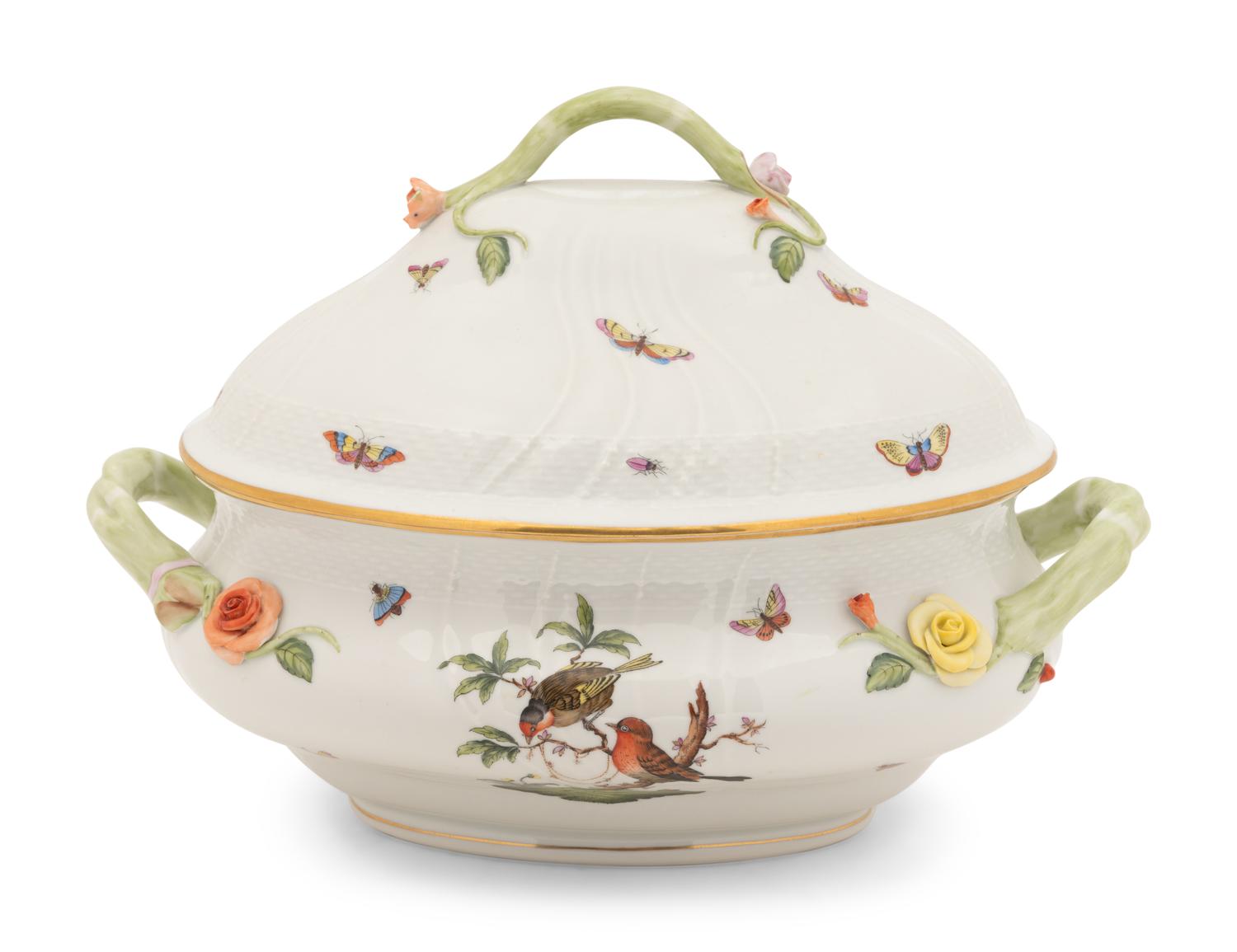 A Herend Rothschild Bird Porcelain Tureen