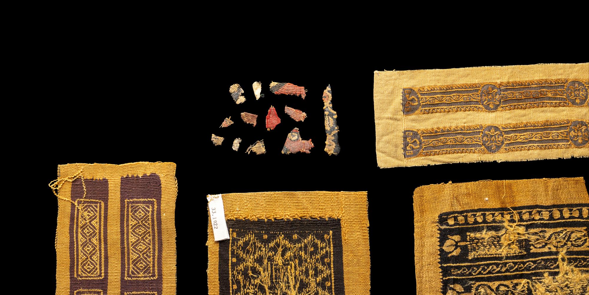 Twelve Coptic Wool, Linen, and Silk Textile Fragments