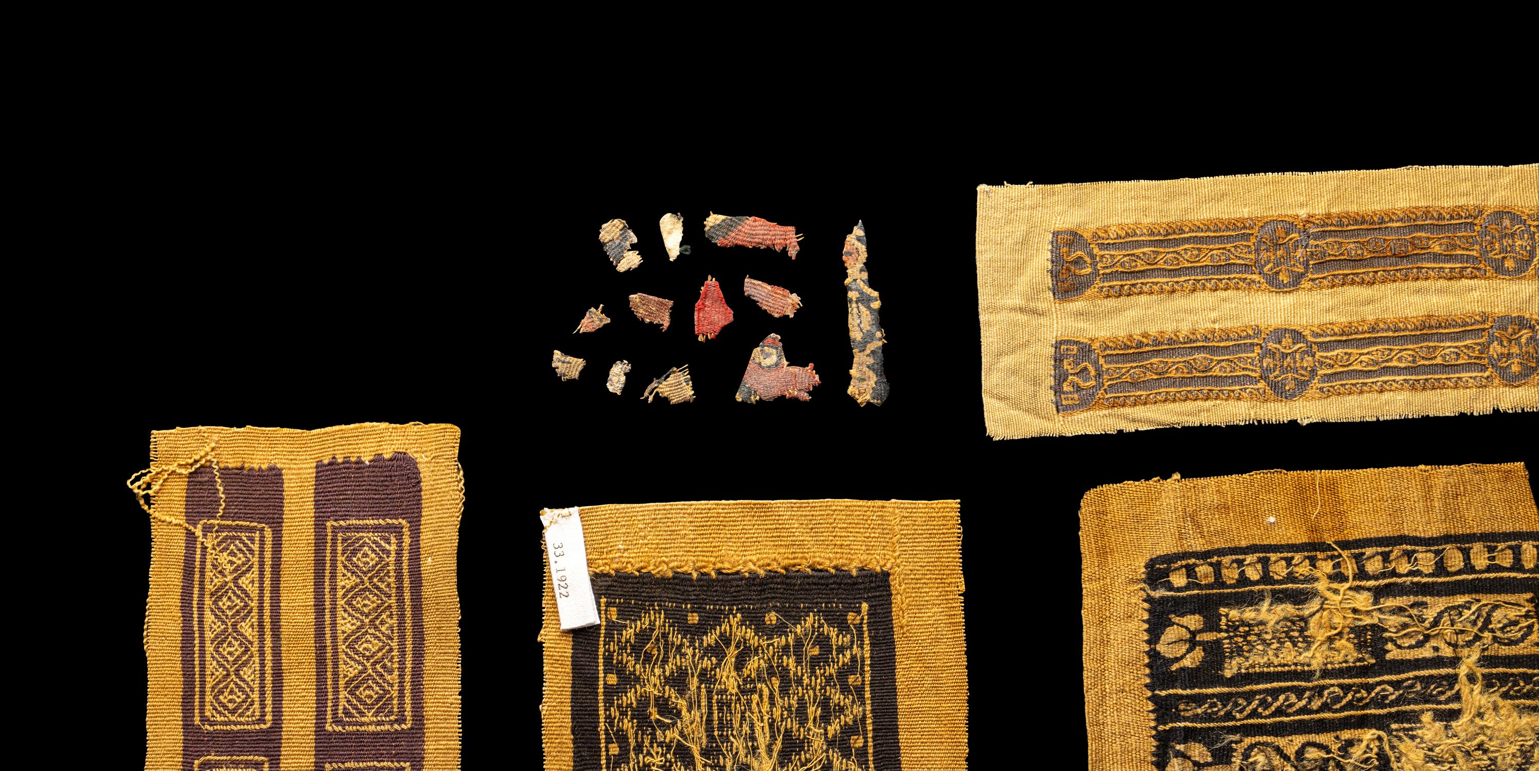 Twelve Coptic Wool, Linen, and Silk Textile Fragments