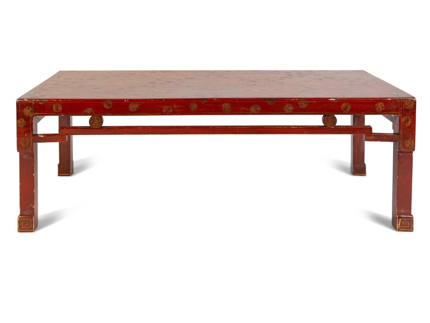 A Chinese Export Red Lacquer Low Table