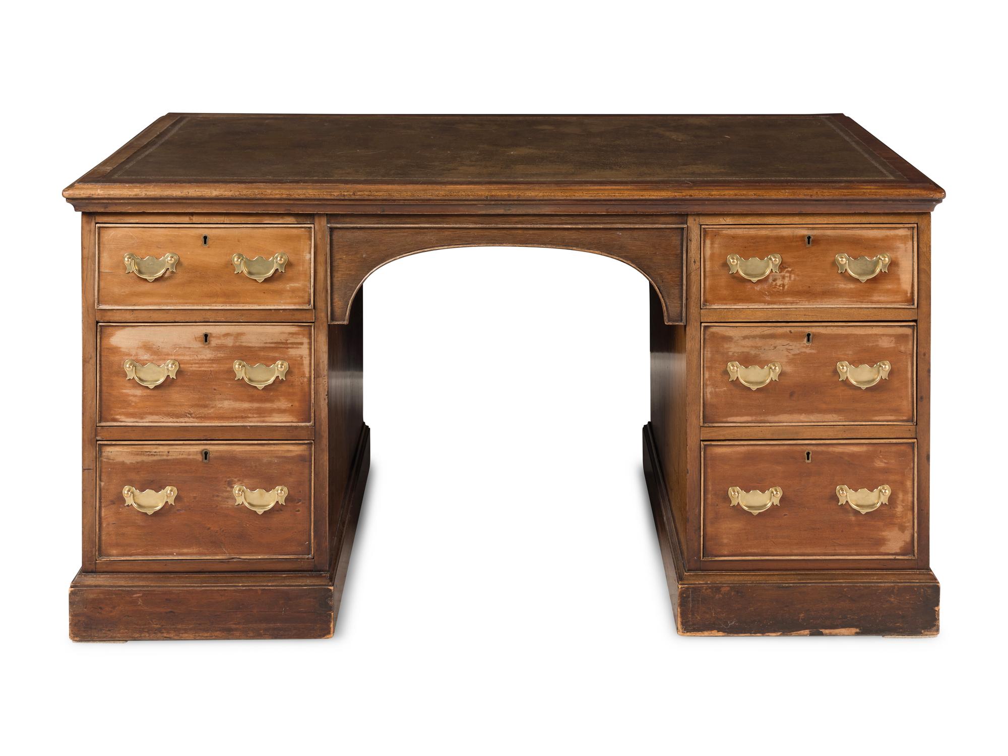 A George III Style Mahogany Pedestal Desk
