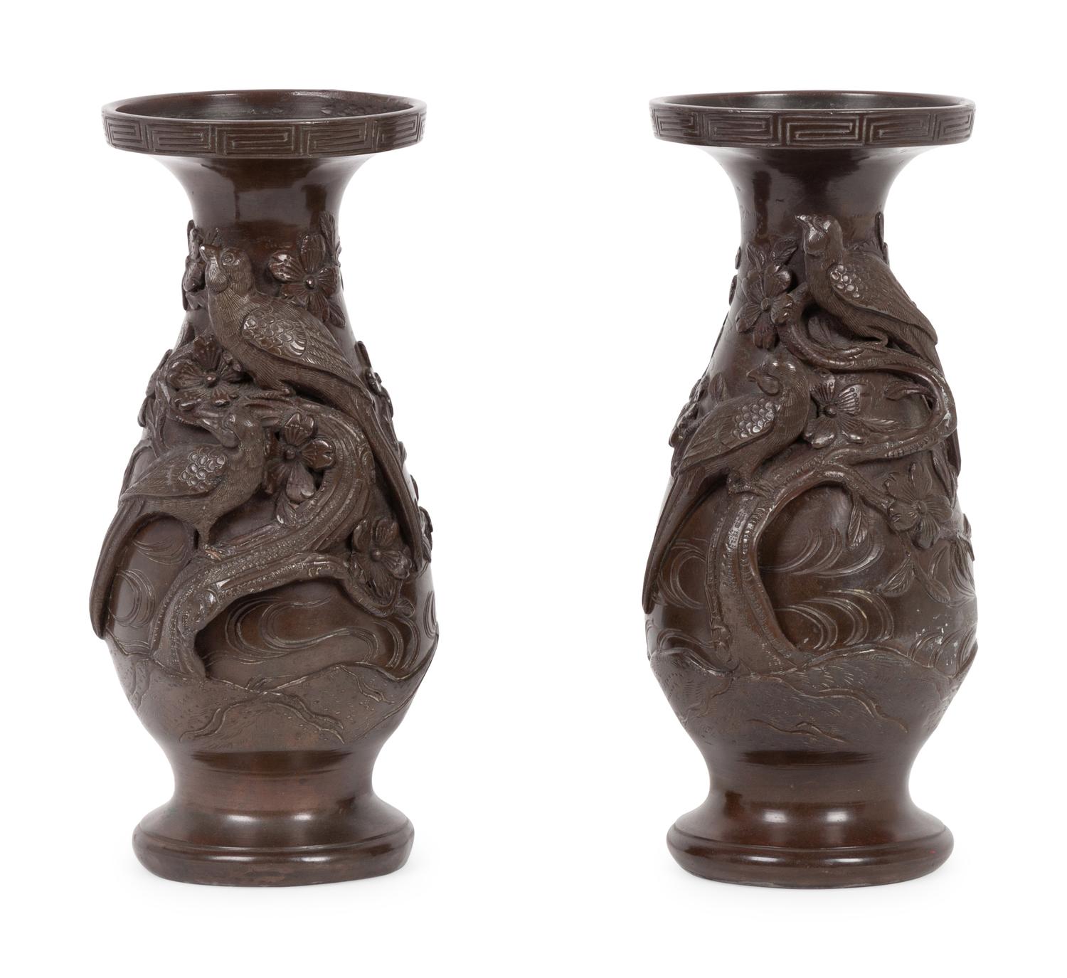 A Pair of Chinese Bronze Vases