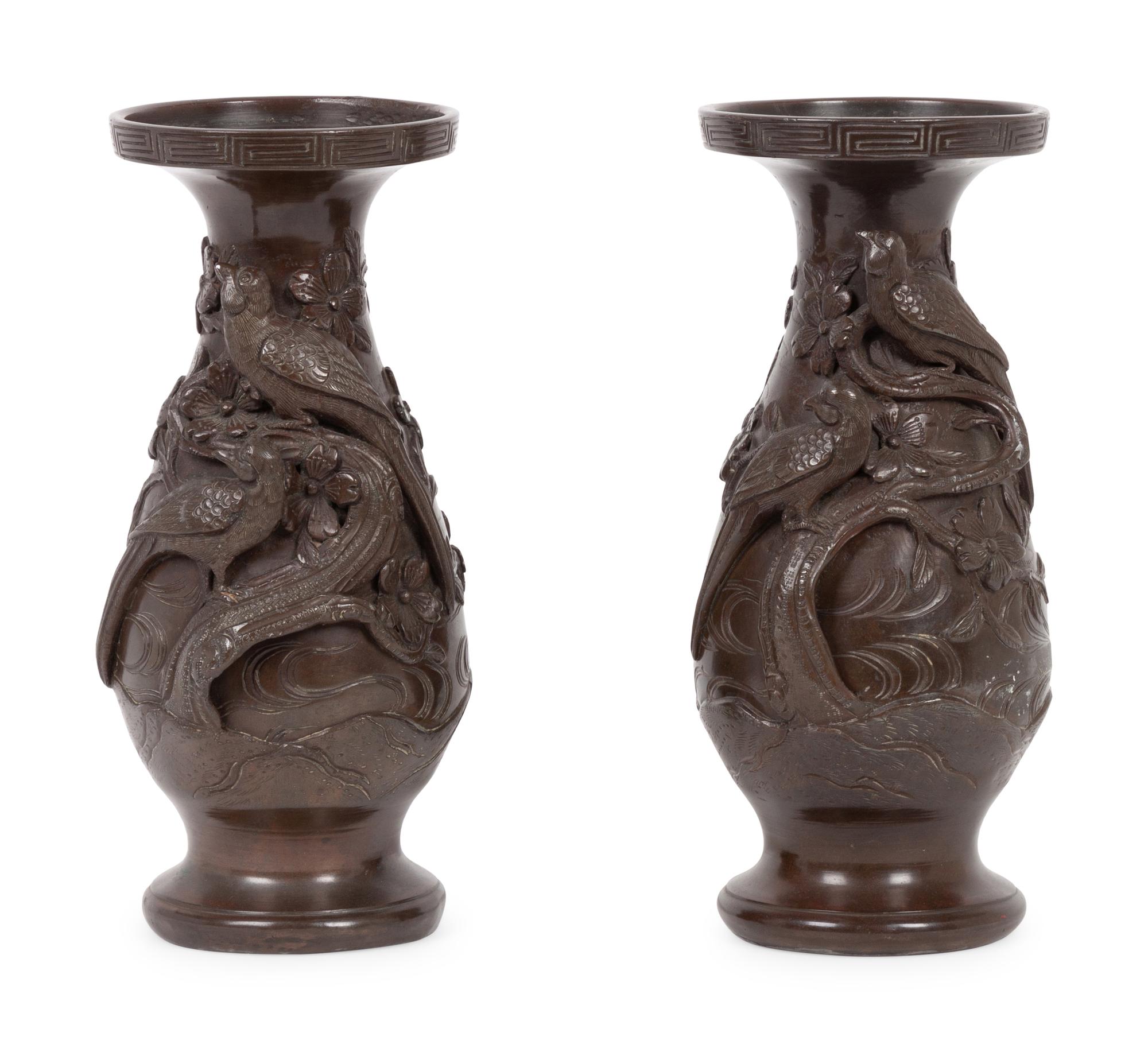 A Pair of Chinese Bronze Vases