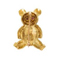 Maurice Guyot, Yellow Gold and Ruby Teddy Bear Brooch