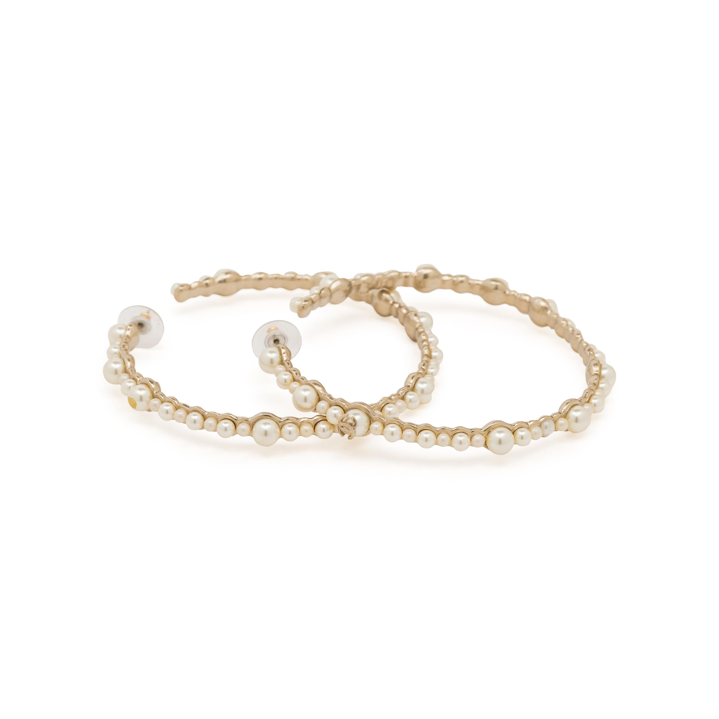 Chanel, Pearl Hoop Earrings