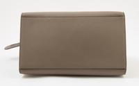 A Celine Taupe Leather and Suede Medium Trapeze Handbag, 11.5"- 20" L x 9" H x 7"- 9" W; Top handle: 4.5"; Strap drop: 15".