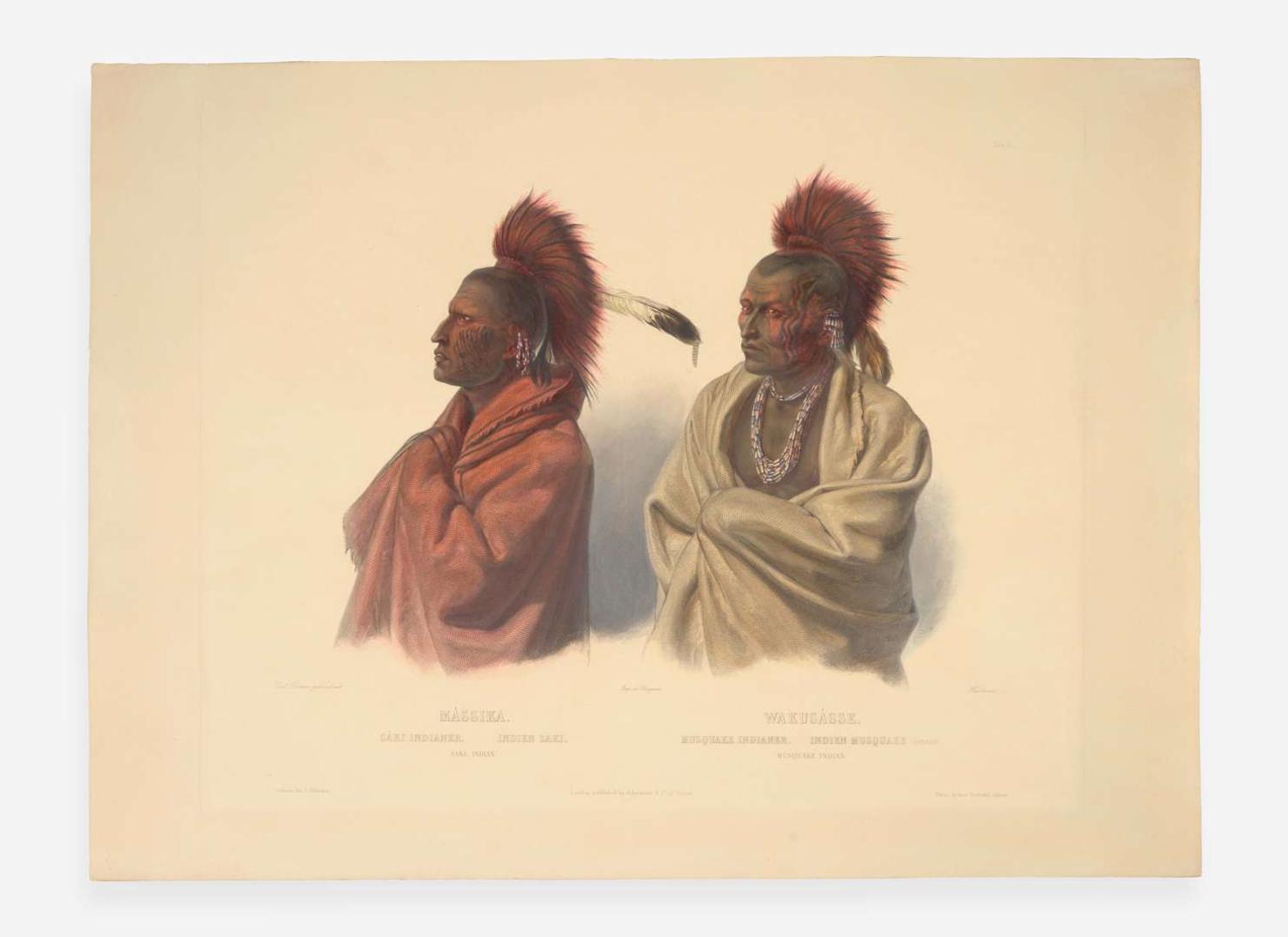 [Native-Americana] Bodmer, Karl: Mássika. Saki Indian...Wakusásse. Musquake Indian