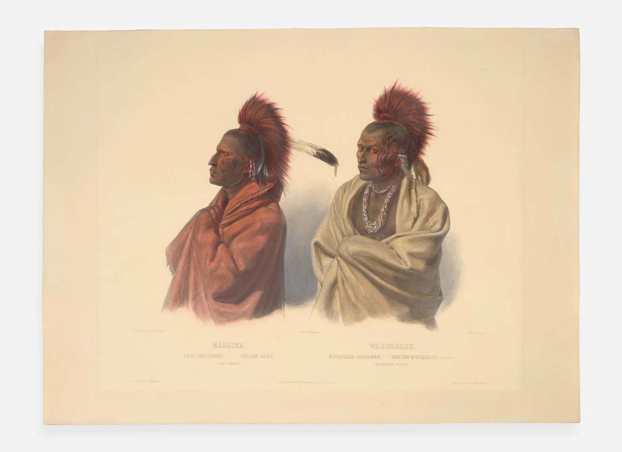 [Native-Americana] Bodmer, Karl: Mássika. Saki Indian...Wakusásse. Musquake Indian