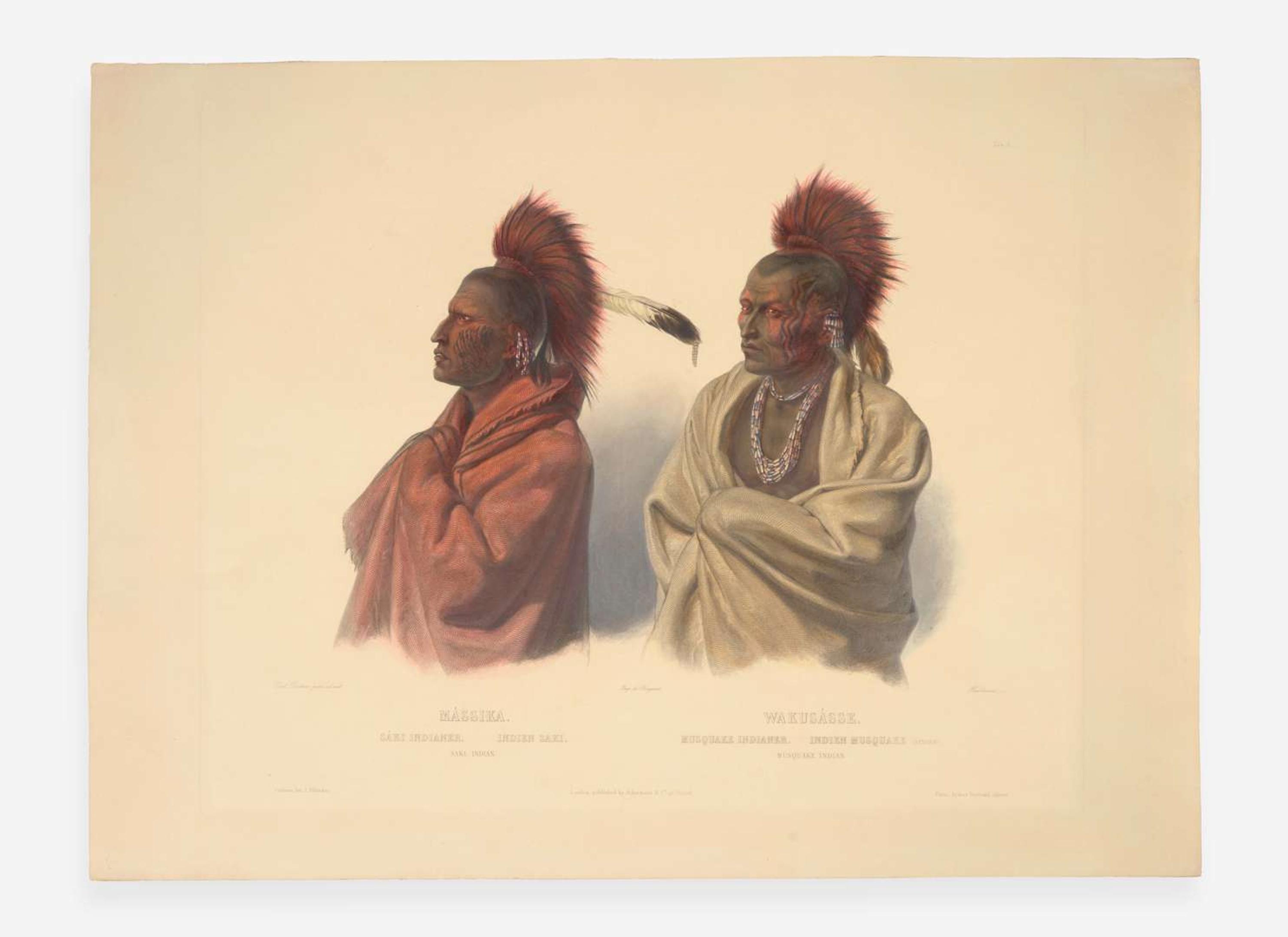 [Native-Americana] Bodmer, Karl: Mássika. Saki Indian...Wakusásse. Musquake Indian