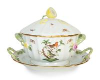 A Herend Porcelain Rothschild Covered Tureen and Underplate — 20th Century