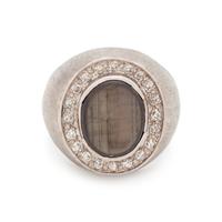 BLACK STAR SAPPHIRE AND DIAMOND RING
