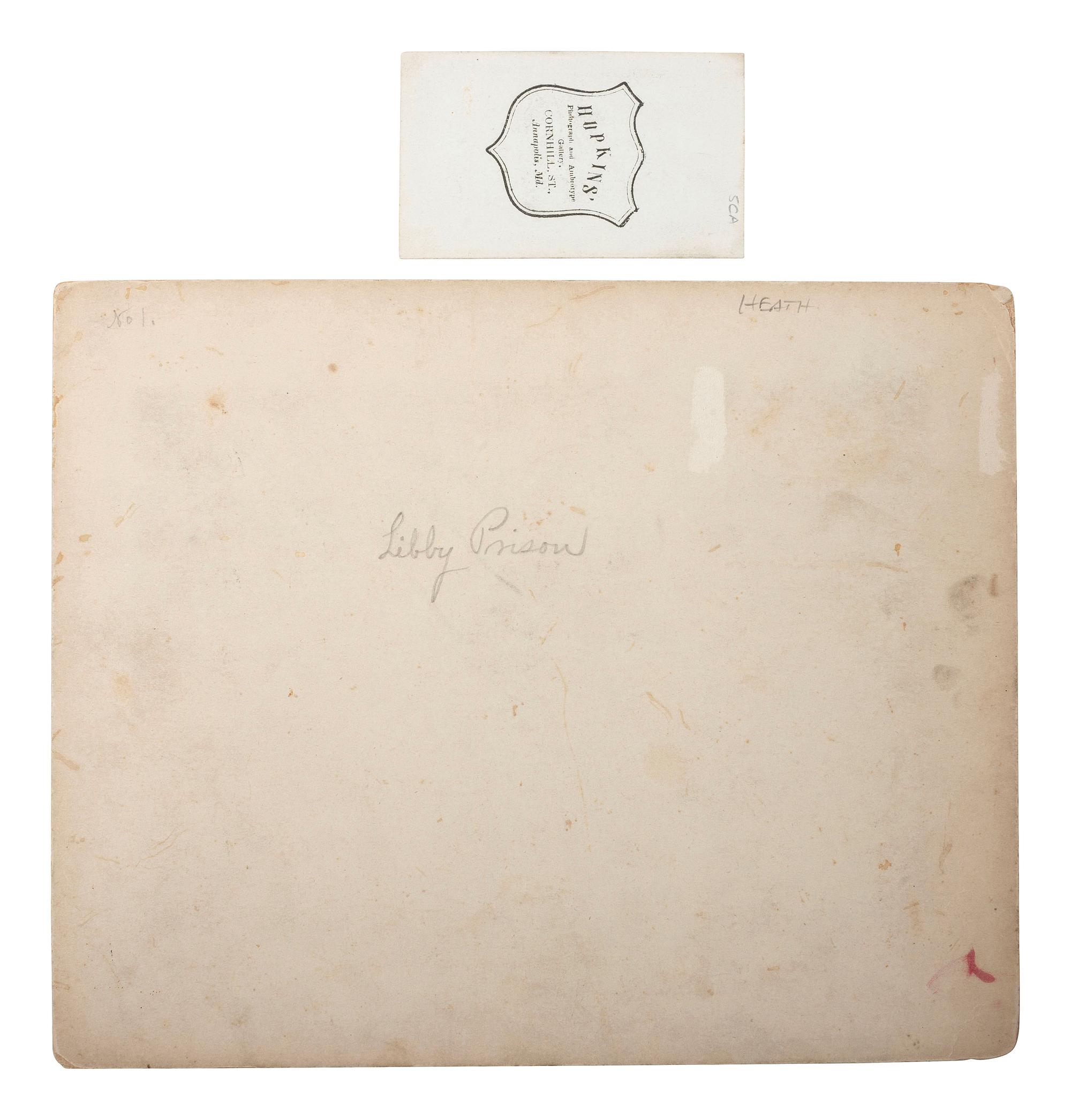 [CIVIL WAR]. A group of 2 photographs of Libby Prison, comprising: