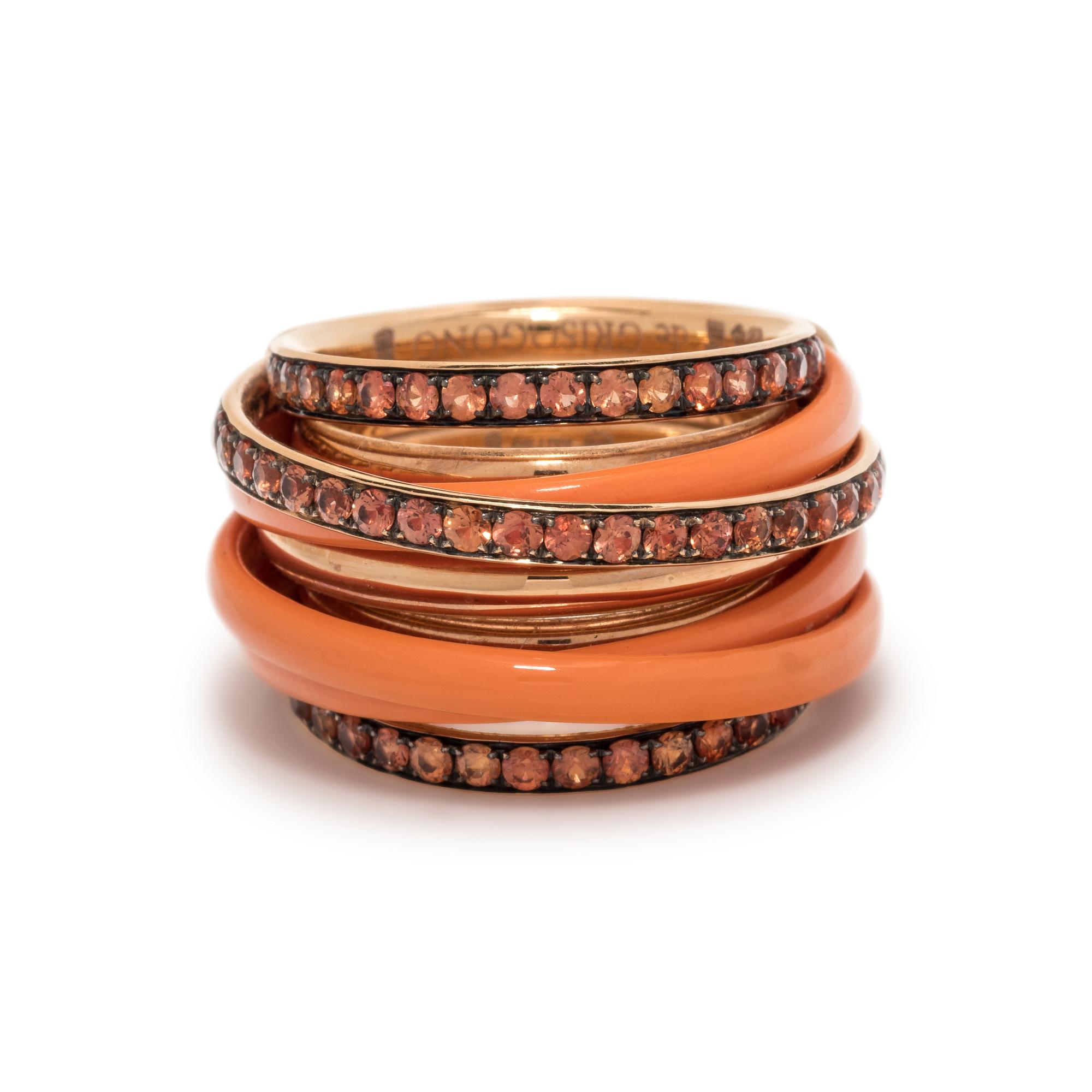 DE GRISOGONO, ORANGE SAPPHIRE AND CERAMIC 'ALLEGRA' RING