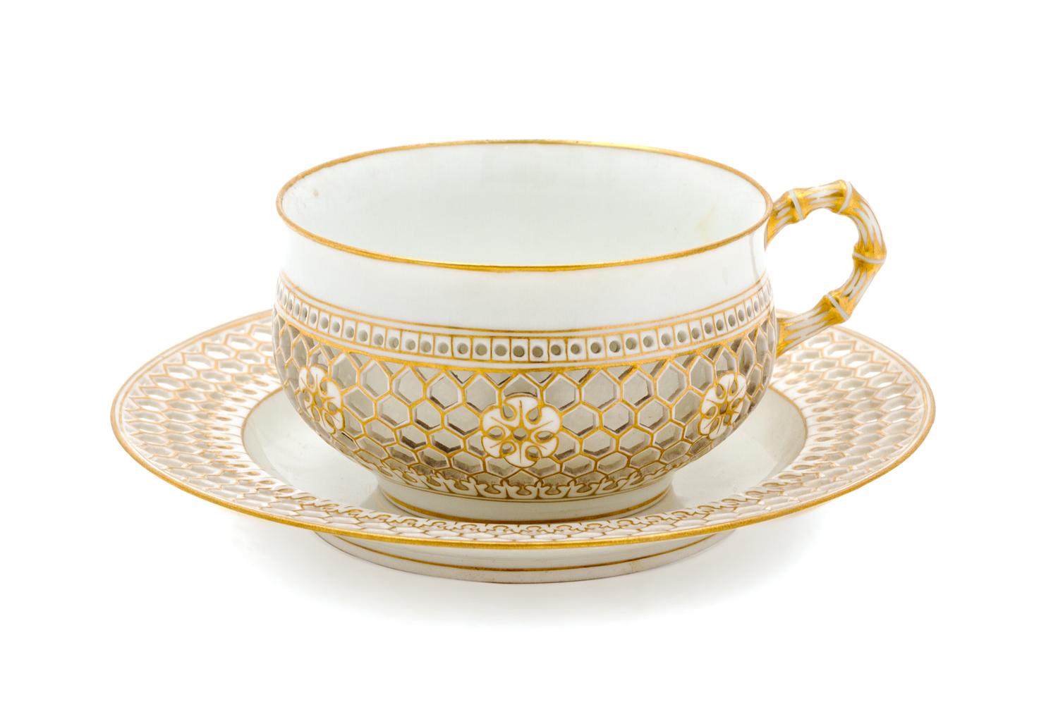 A Sevres Porcelain Cup and Saucer Set Diameter of saucer 4 3/4 inches. — SECOND HALF 19TH CENTURY