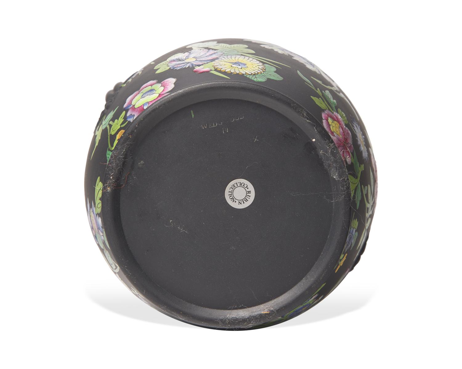 Six Wedgwood Enameled Basalt Capriware Table Articles