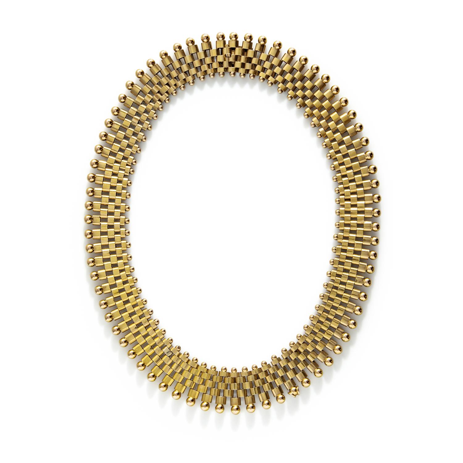 YELLOW GOLD FANCY LINK COLLAR NECKLACE