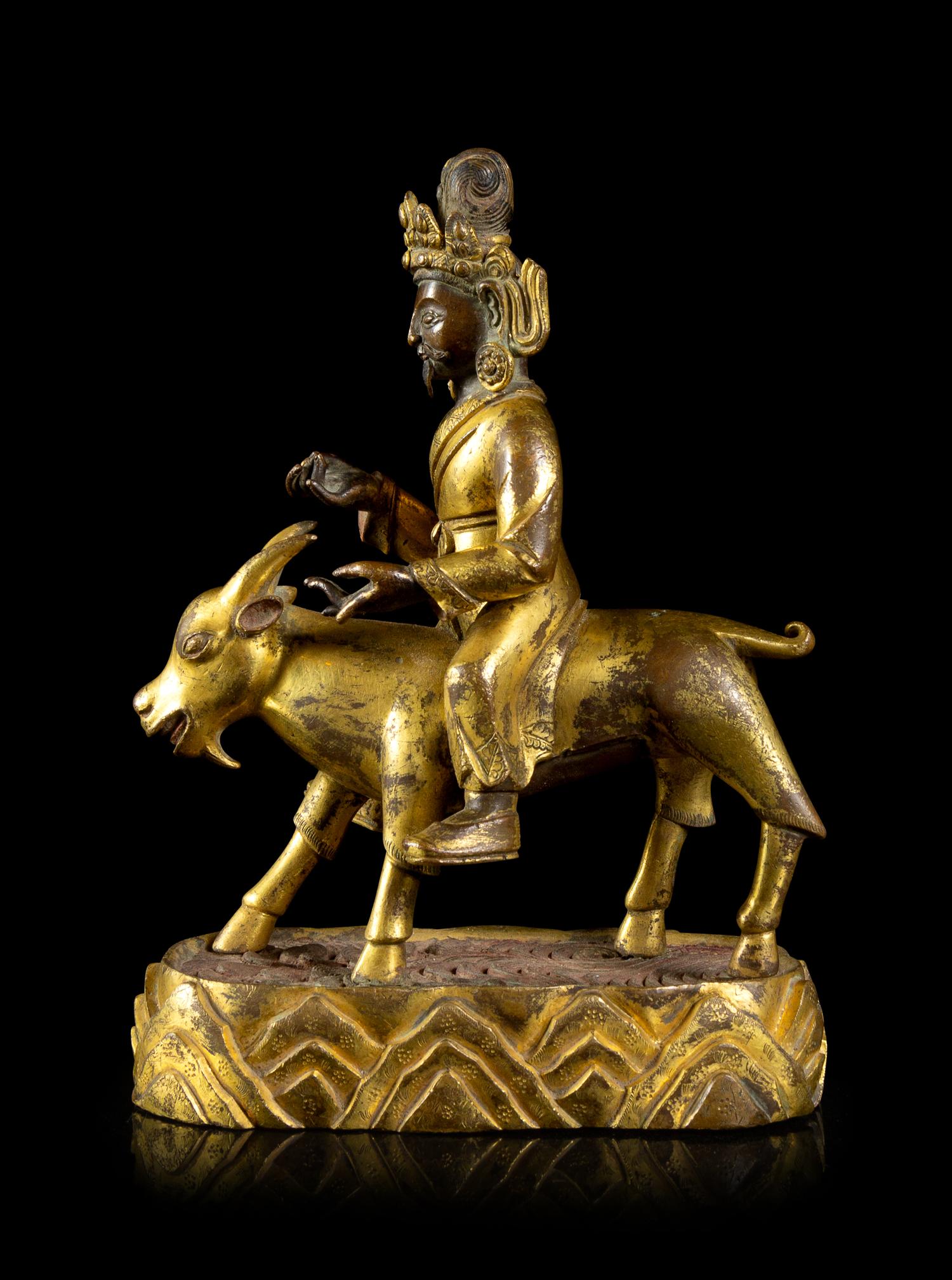 A Sino-Tibetan Gilt Bronze Figure of Garwa Nagpo