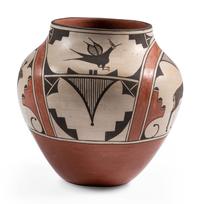 Polychrome Pottery Jar, with Deer and Birds