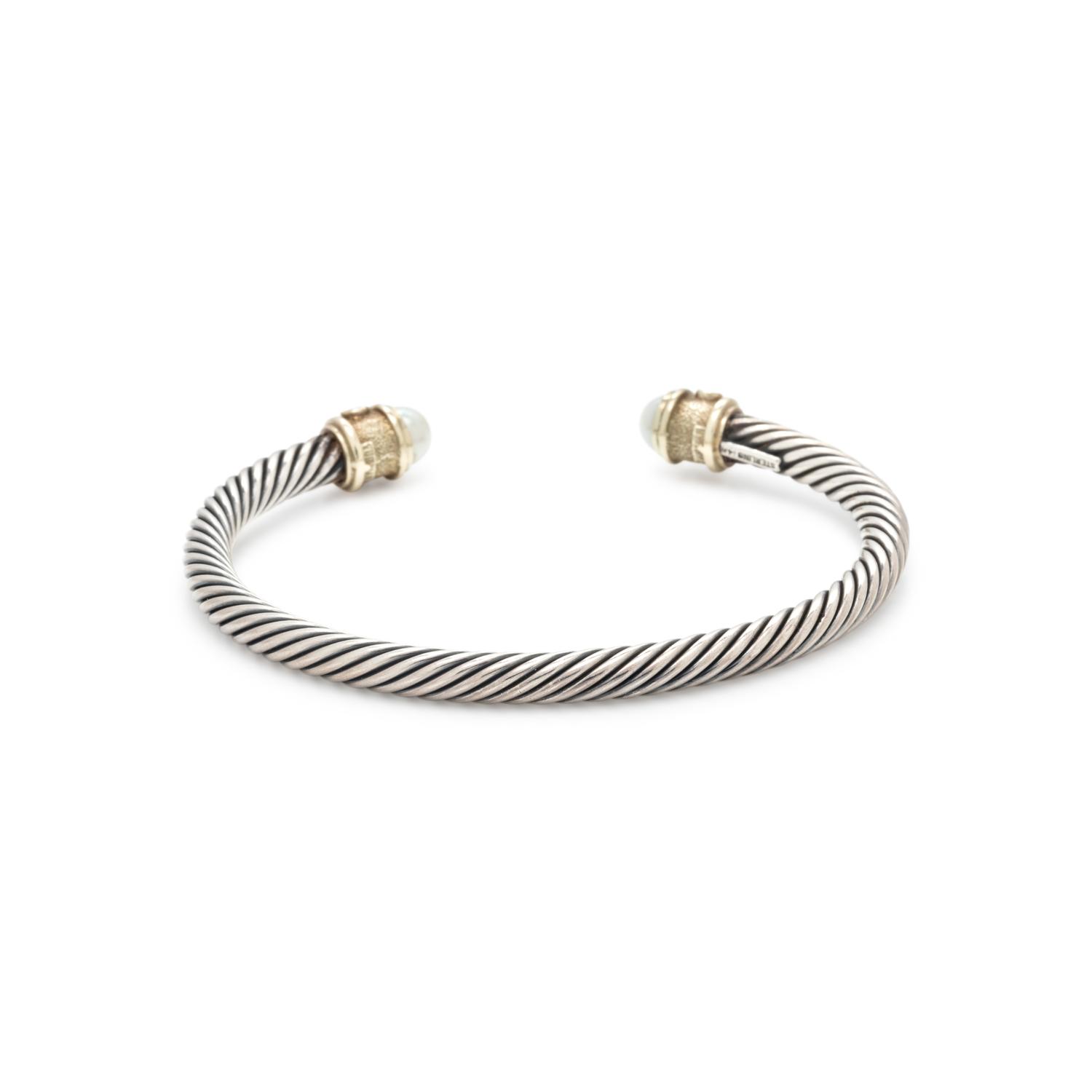DAVID YURMAN, STERLING SILVER, YELLOW GOLD, CULTURED PEARL AND GEMSTONE 'RENAISSANCE' CUFF BRACELET