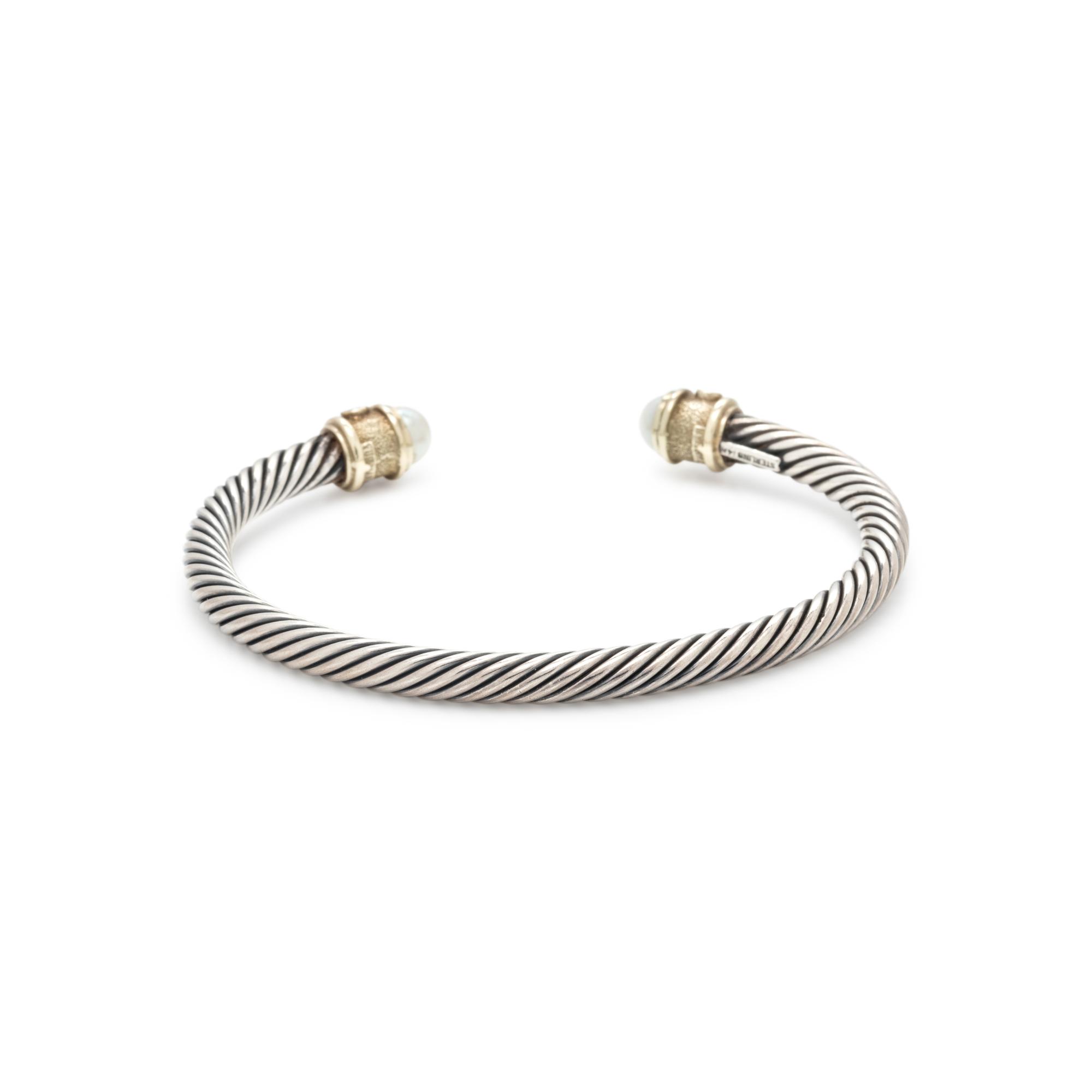 DAVID YURMAN, STERLING SILVER, YELLOW GOLD, CULTURED PEARL AND GEMSTONE 'RENAISSANCE' CUFF BRACELET