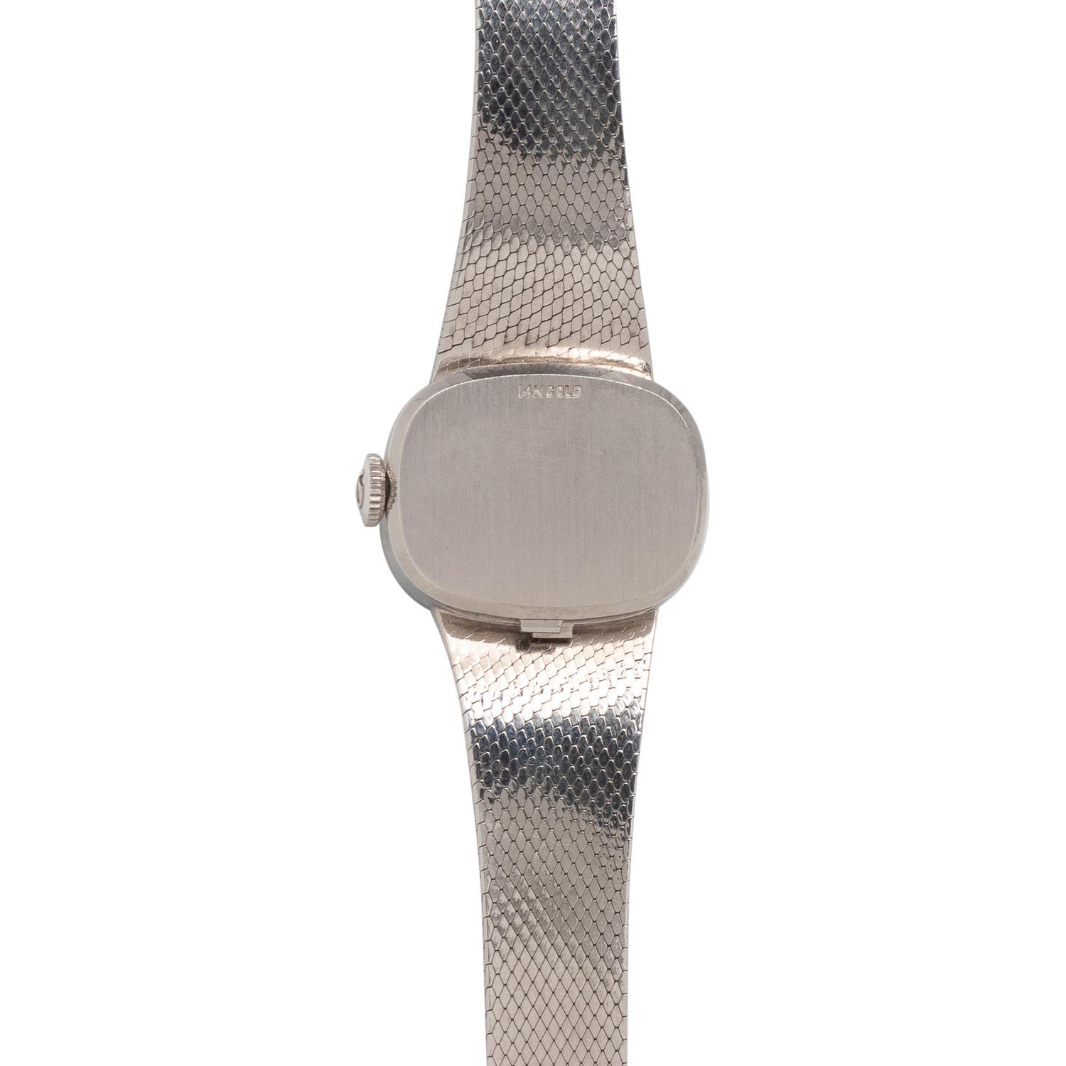 OMEGA, 14K WHITE GOLD AND DIAMOND WATCH