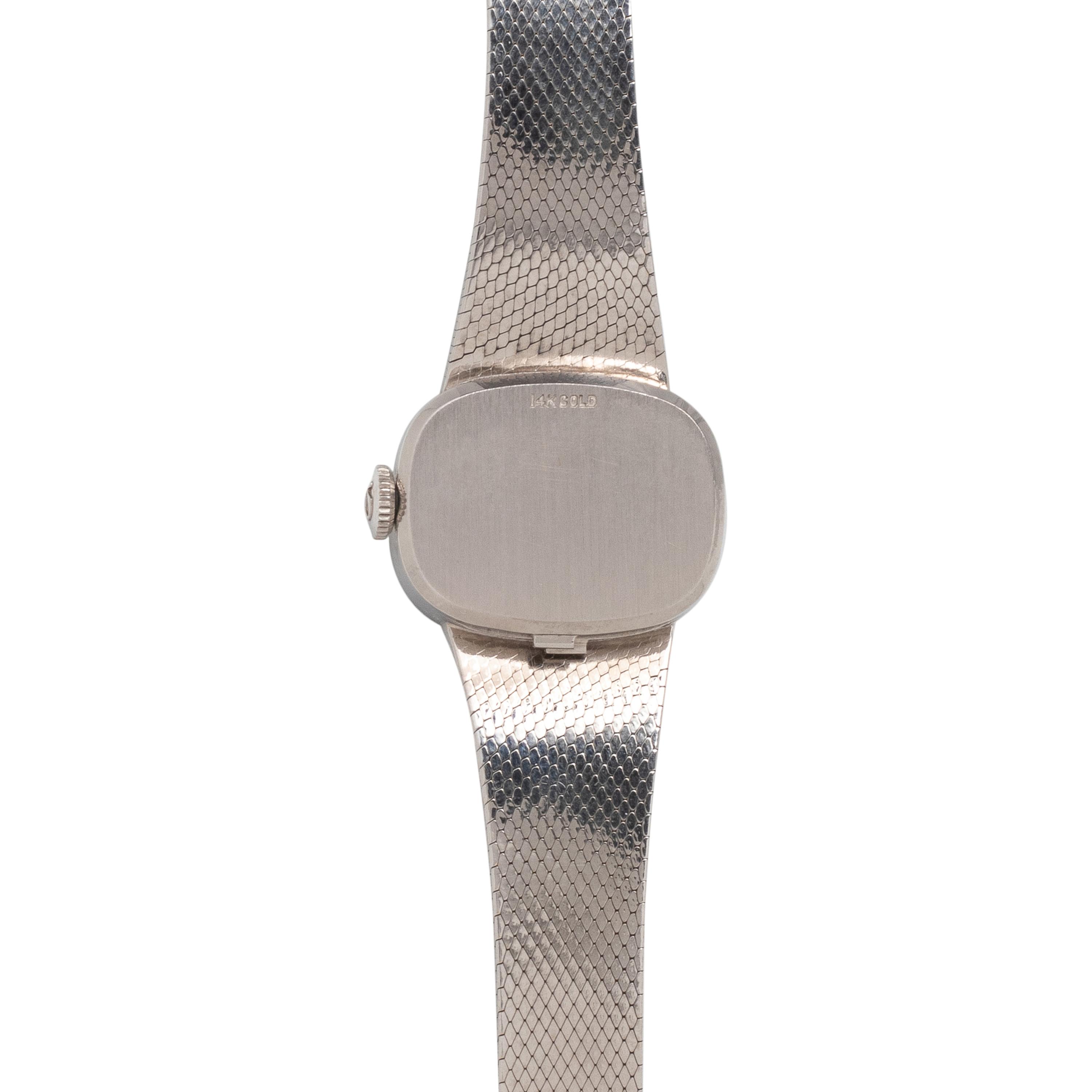 OMEGA, 14K WHITE GOLD AND DIAMOND WATCH