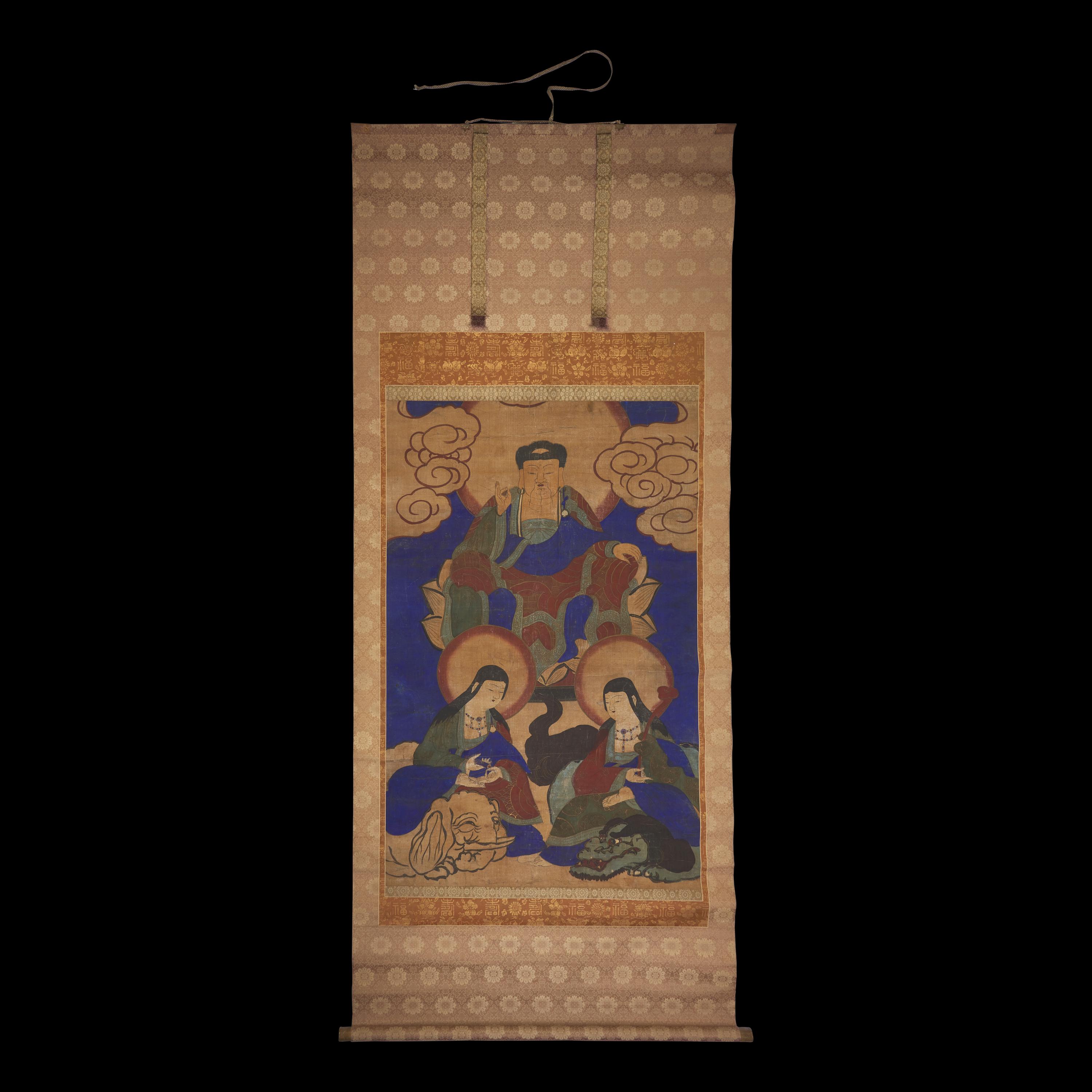 A Korean Buddhist Triad Scroll Painting, Joseon Dynasty 朝鮮佛畫