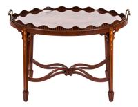 A George III Style Inlaid Mahogany Tray-on-Stand Height 19 x width 28 x depth 16 inches. — LATE 19TH/EARLY 20TH CENTURY