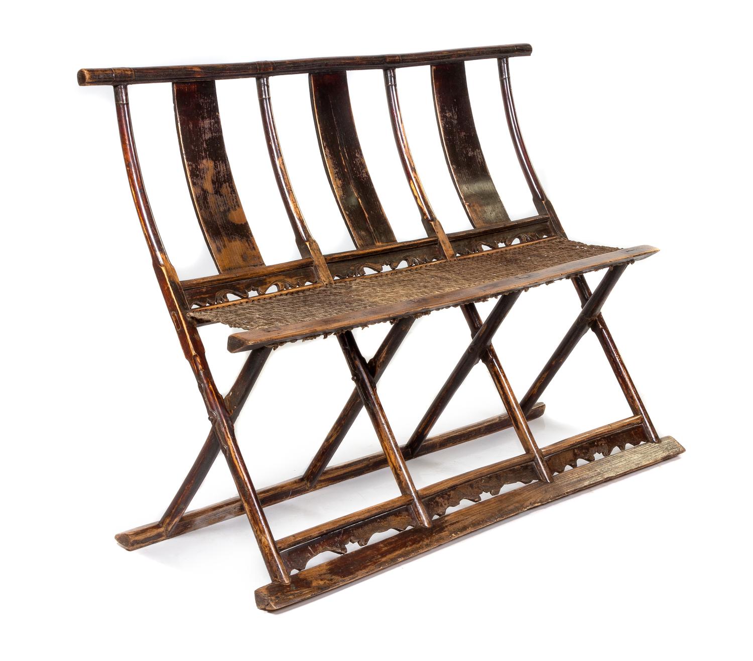 A Chinese Hardwood Folding Bench