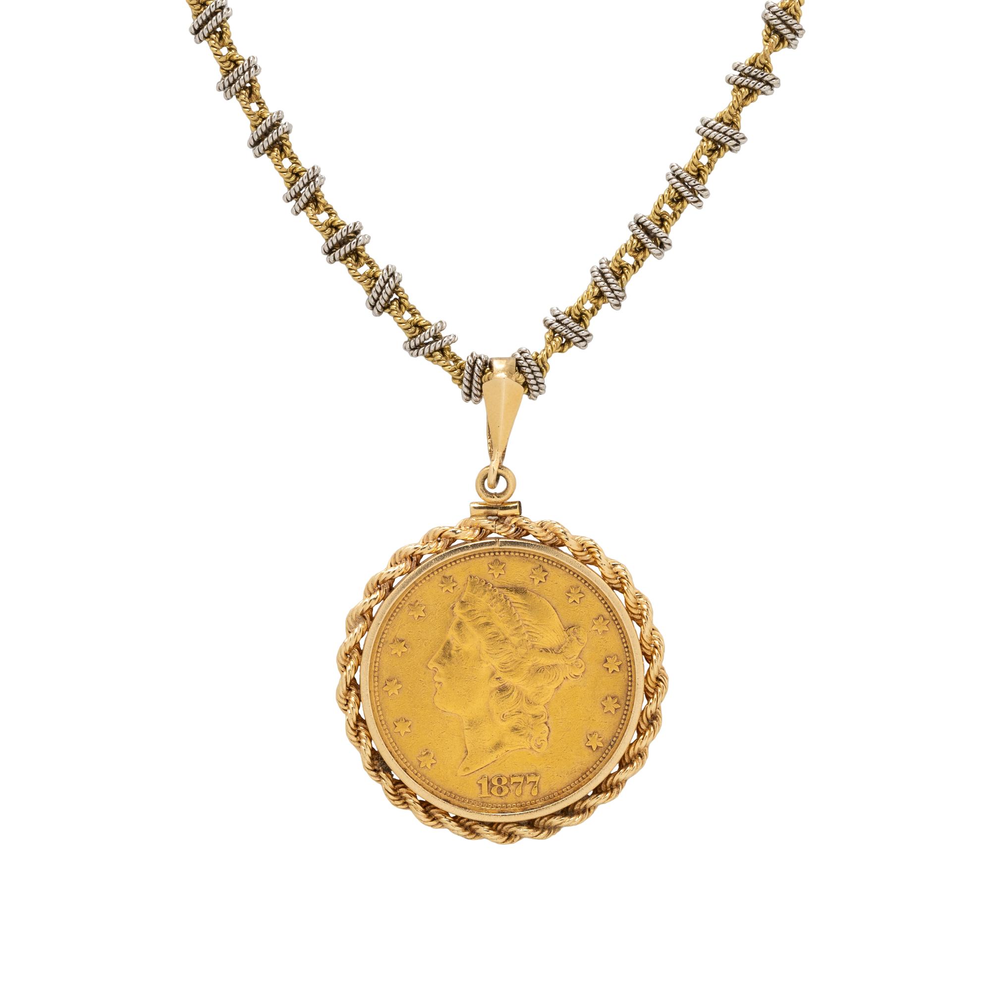BICOLOR GOLD AND COIN PENDANT/NECKLACE