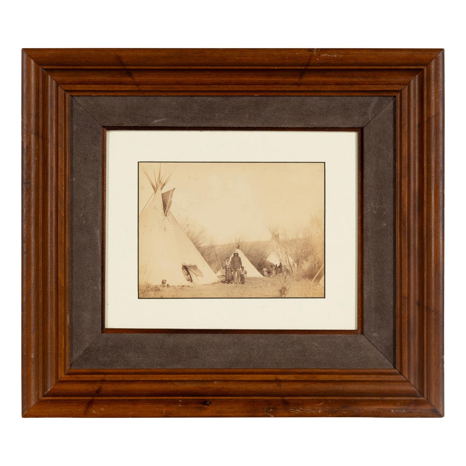 [Native Americana]. Albumen photograph possibly showing Arapaho Chief Sharp Nose's camp.