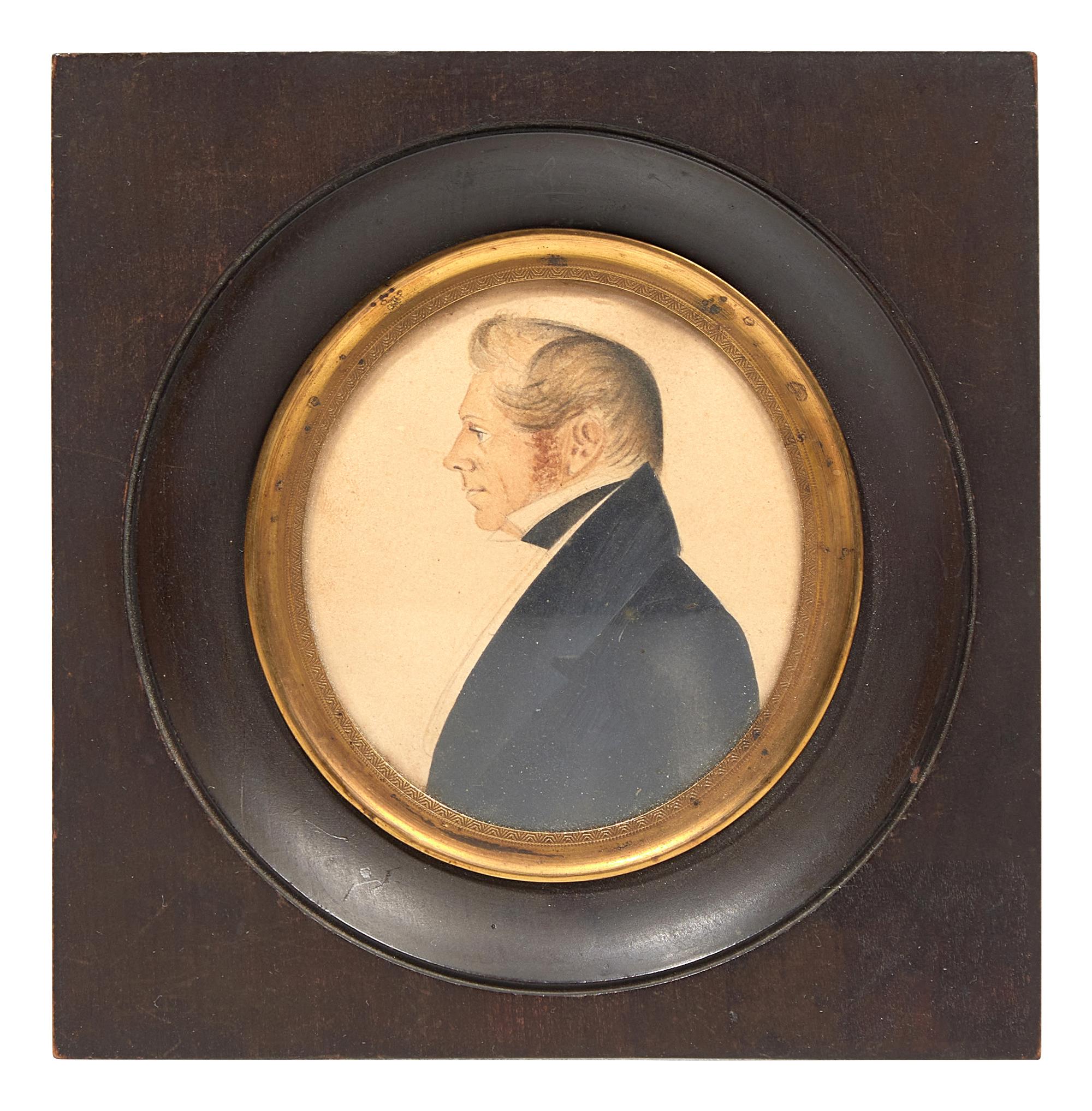 American School 19th Century, A Portrait Miniature Of Captain Albert Jewett Of Portland, Maine