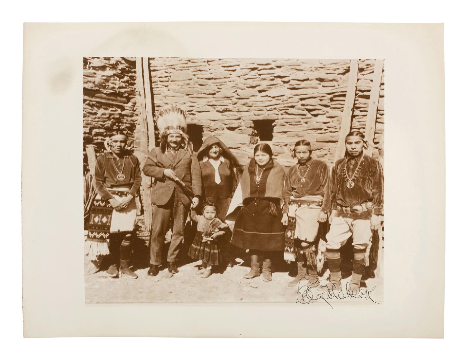 GOLDBECK, E.O. Dr. and Mrs. Albert Einstein at Hopi House, Grand Canyon, AZ . 1931, printed later.
