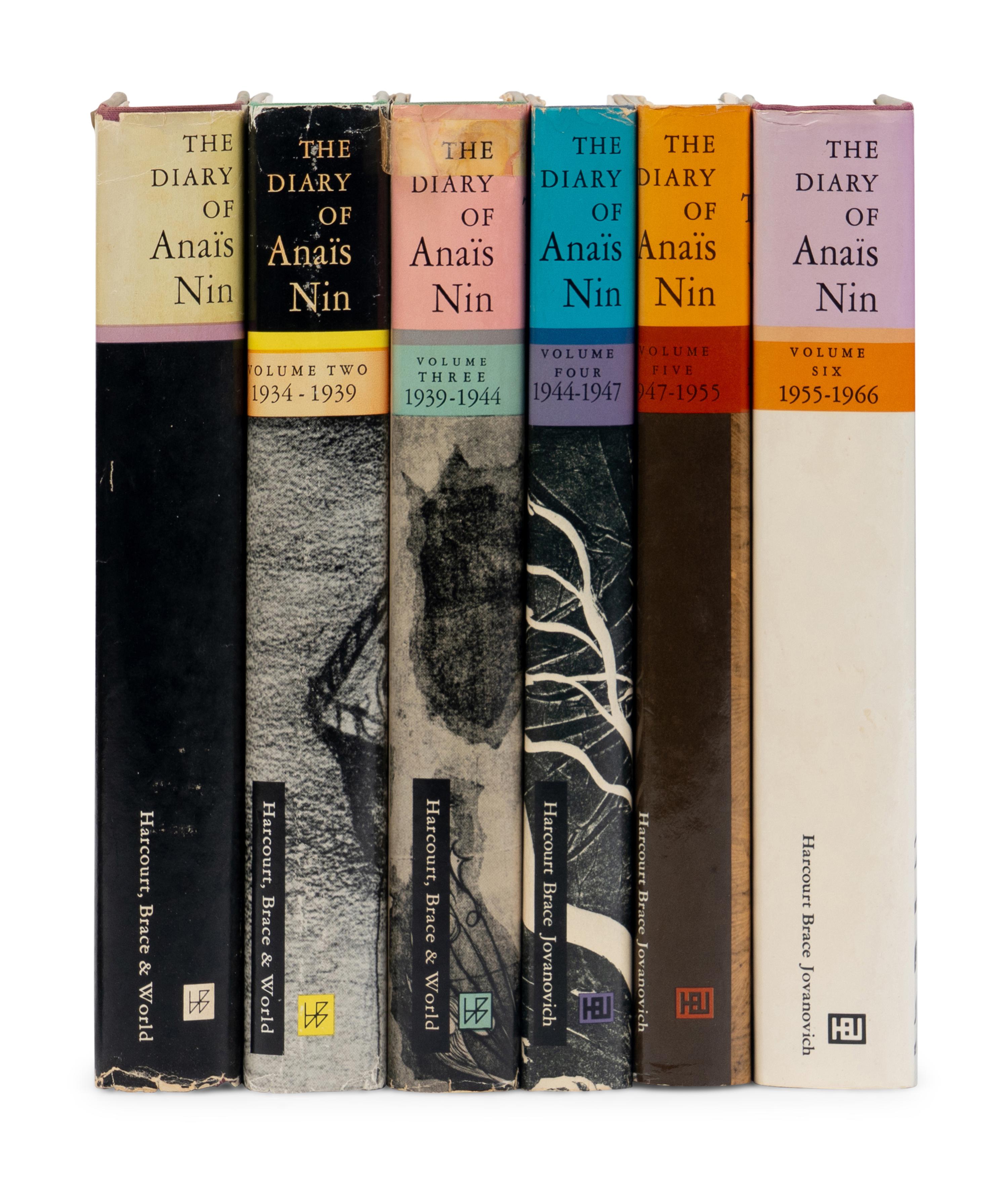 NIN, Anais (1903-1977). [ The Diary of Anais Nin ]. Volumes I-VI. New York and London: The Swallow Press and Harcourt, Brace, and World/Jovanovich, 1966-1976.