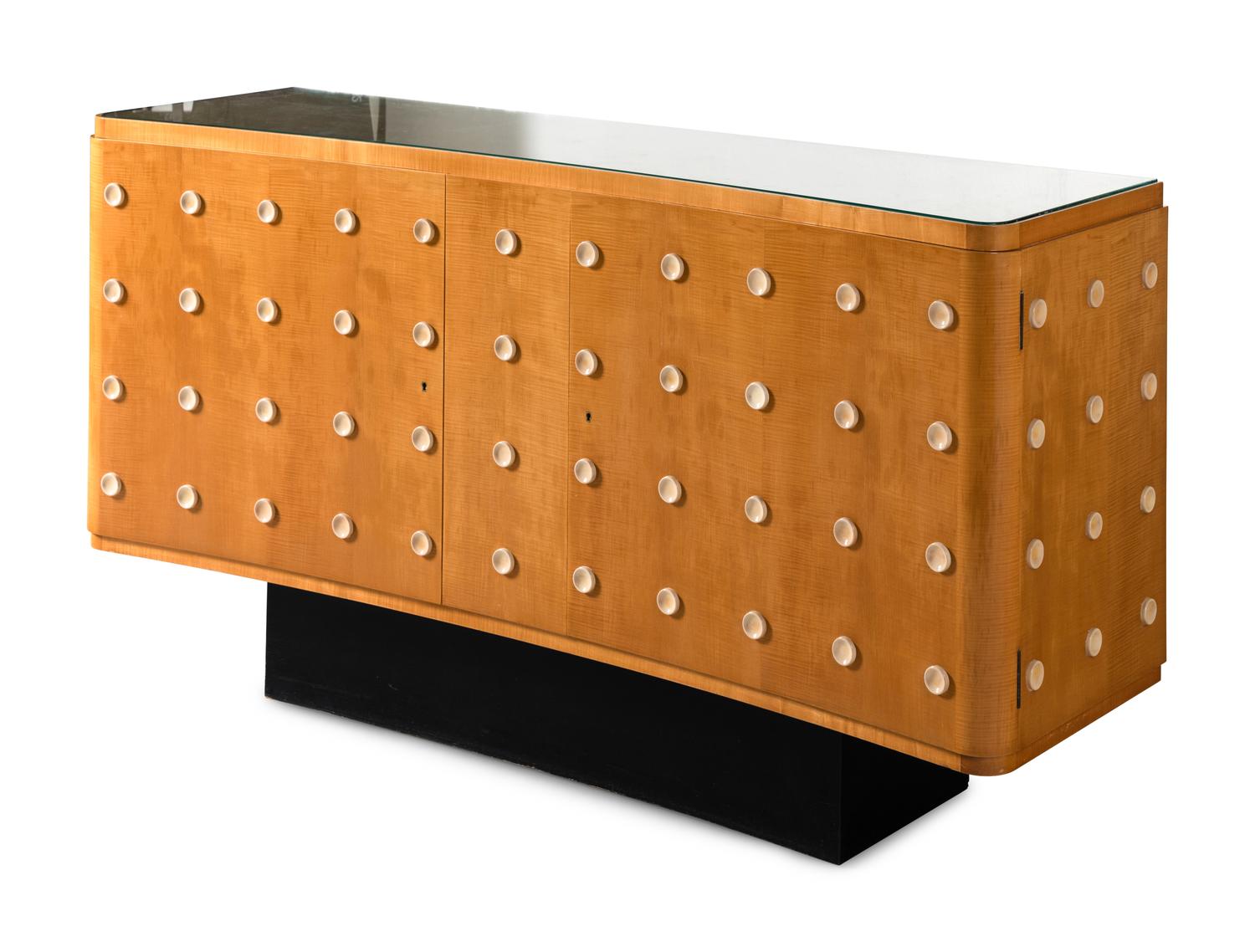 Satinwood Cabinet with Painted Roundels, c. 1955 France