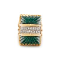 R. STONE, YELLOW GOLD, DIAMOND AND MALACHITE RING