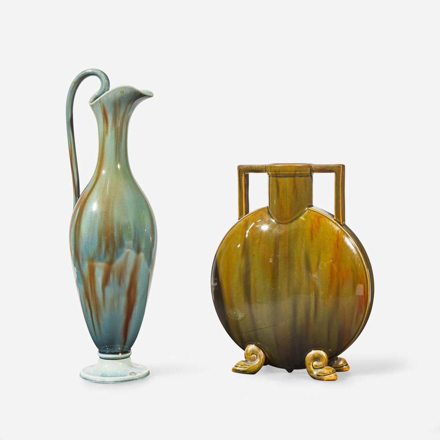 Two glazed earthenware vessels Chelsea Keramic Art Works (1872-1889), Chelsea, MA, circa 1880