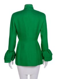 Isaac Mizrahi Green Silk Jacket, 1980-90s Size label: 8